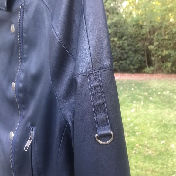 Line Navy Blue Lambskin Cropped Jacket, Size L - Picture 6 of 12